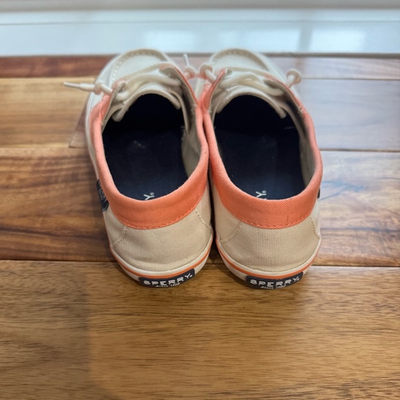 Sperry 2-eye lacing boat shoes Coral and Cream size 7.5 - Picture 3 of 8